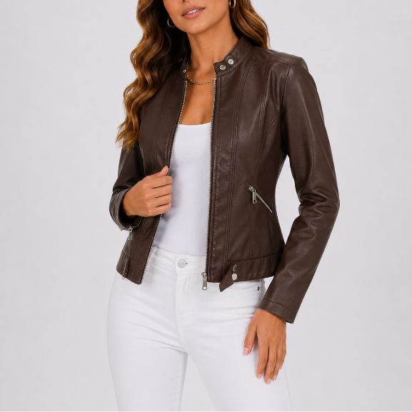 Leather Jacket Women | Tailored Fit with Zip Pockets | S&W - 1 - Stylewhipped