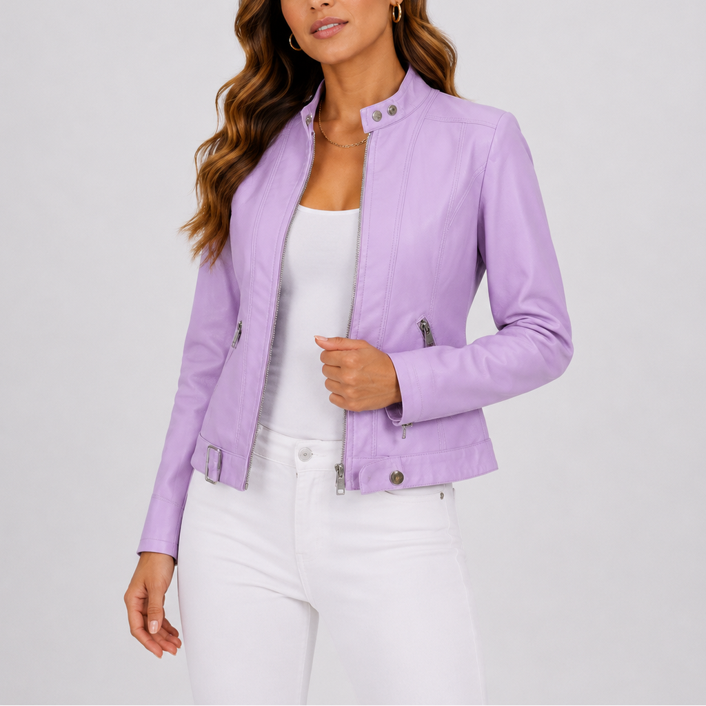 Leather Jacket Women | Tailored Fit with Zip Pockets | S&W - 2 - Stylewhipped