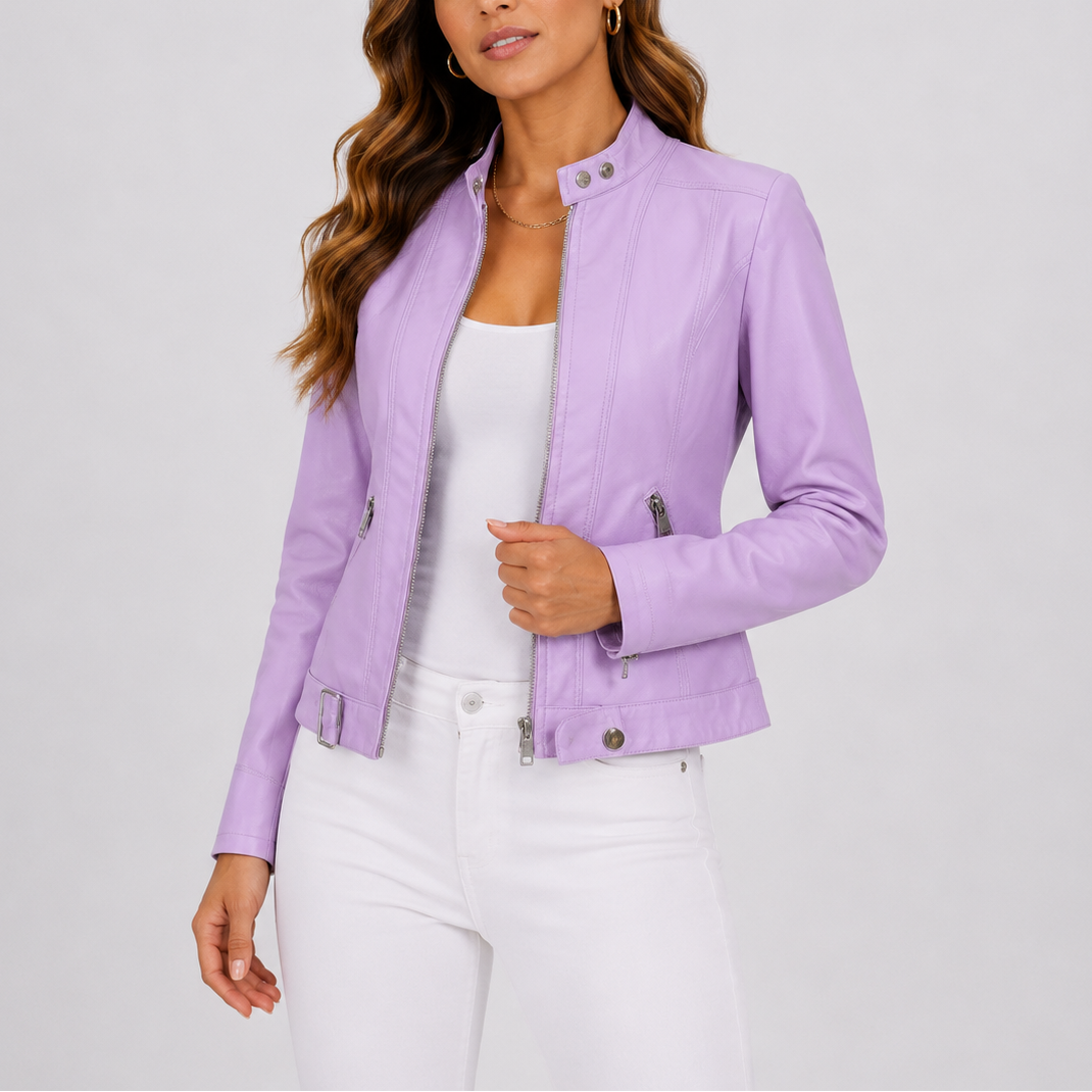 Leather Jacket Women | Tailored Fit with Zip Pockets | S&W - 2 - Stylewhipped