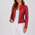 Leather Jacket Women | Tailored Fit with Zip Pockets | S&W - 3 - Stylewhipped