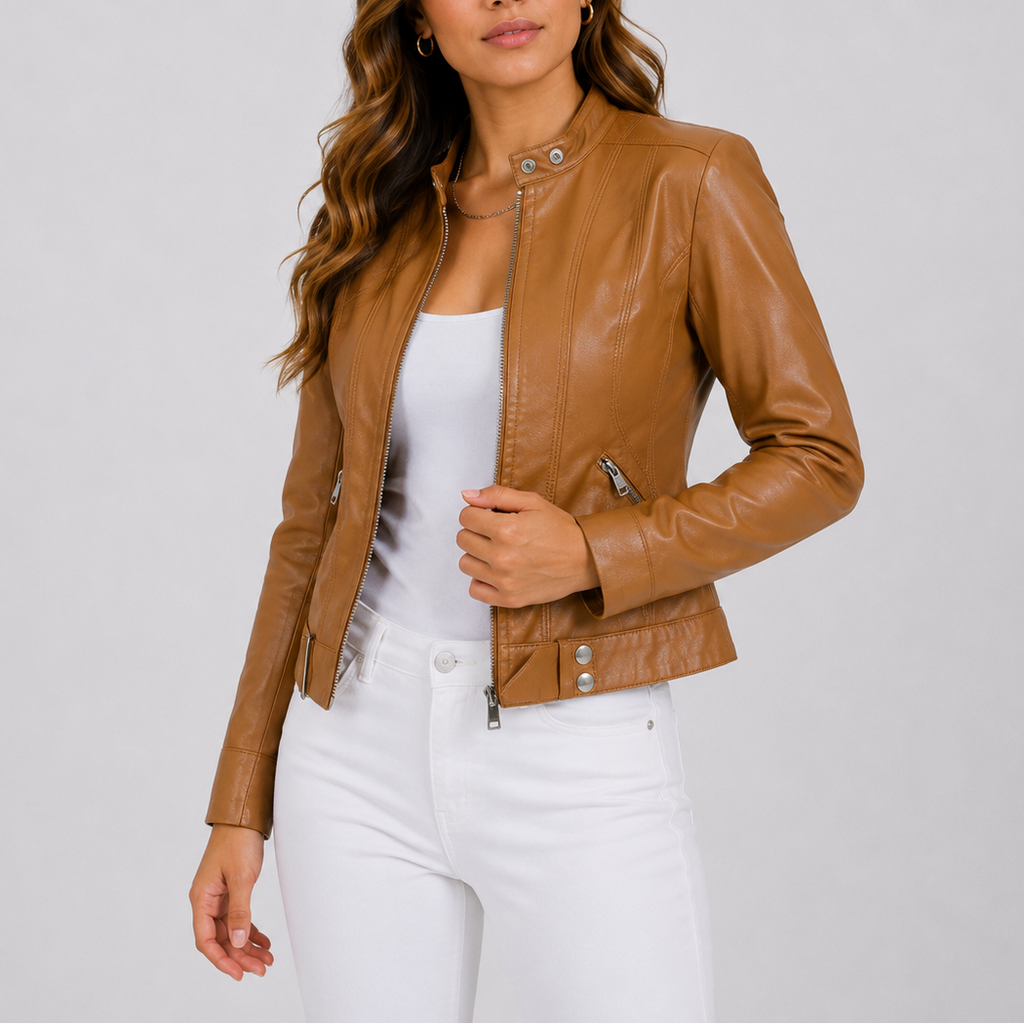 Leather Jacket Women | Tailored Fit with Zip Pockets | S&W - 5 - Stylewhipped