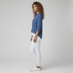 Button-Up Blouse Women's Relaxed Fit with V-Neck | S&W - 12 - Stylewhipped