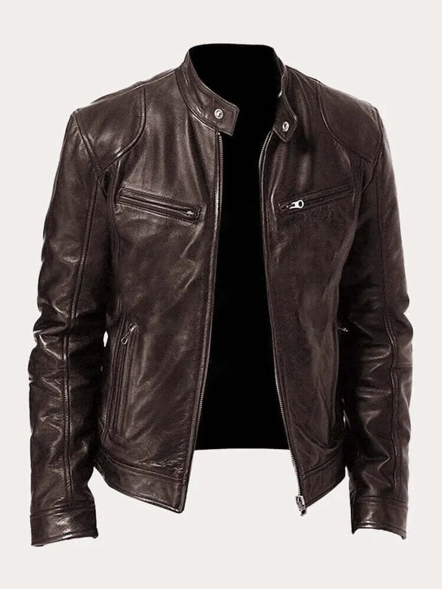 Classic Men's Biker Jacket | Timeless Style with Functional Zips | S&W - 2 - Stylewhipped