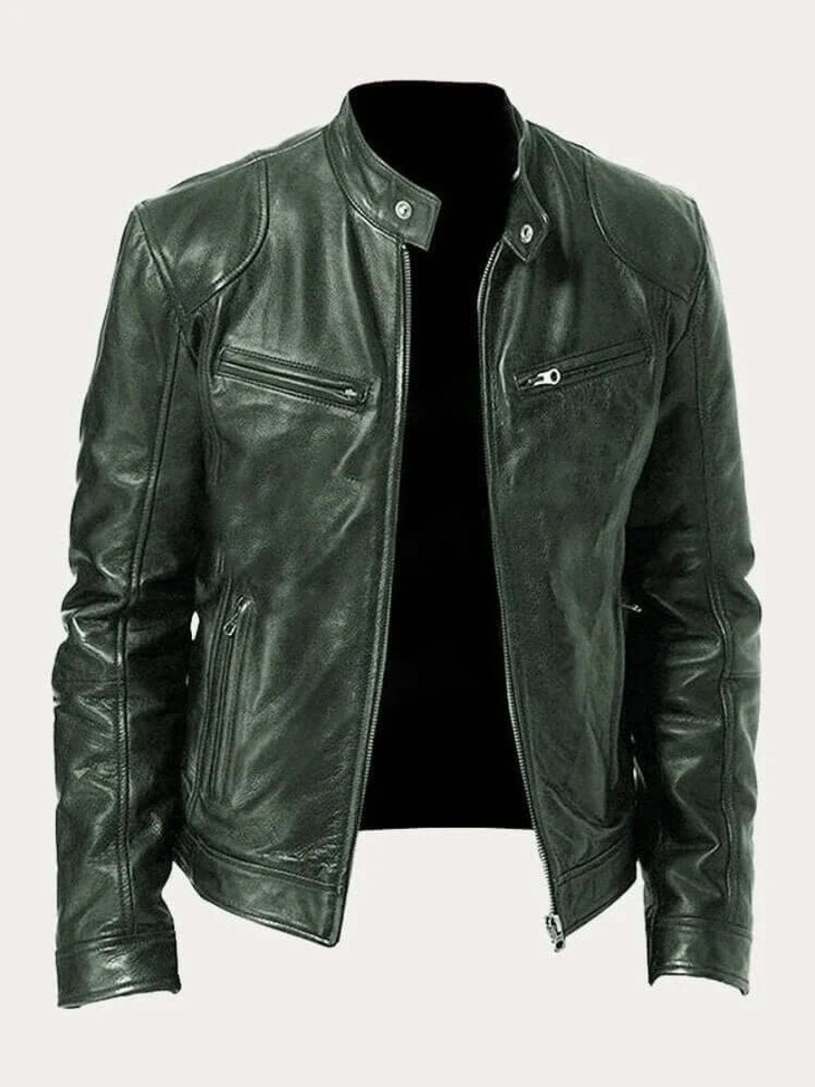 Classic Men's Biker Jacket | Timeless Style with Functional Zips | S&W - 3 - Stylewhipped