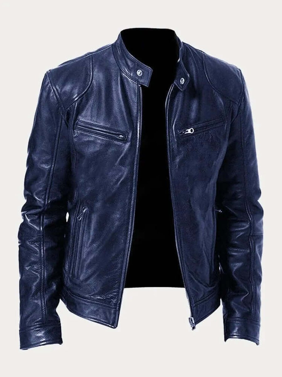 Classic Men's Biker Jacket | Timeless Style with Functional Zips | S&W - 4 - Stylewhipped