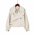 Biker Jacket Women | Cropped Design with Belted Waist | S&W - 1 - Stylewhipped