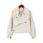 Biker Jacket Women | Cropped Design with Belted Waist | S&W - 1 - Stylewhipped