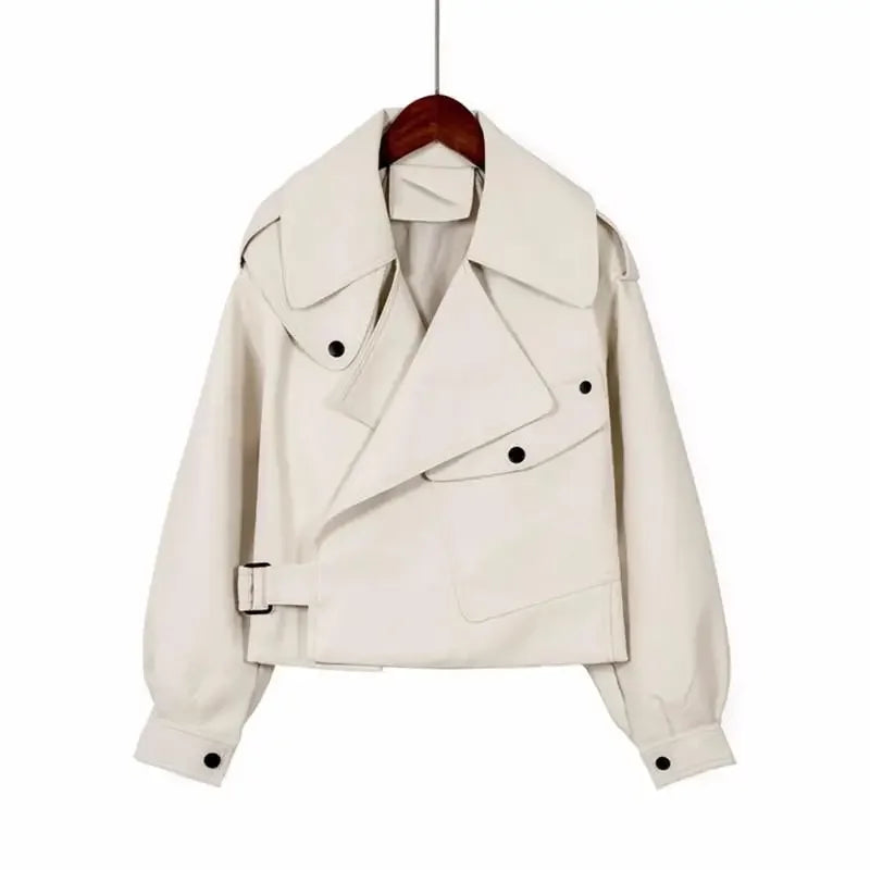 Biker Jacket Women | Cropped Design with Belted Waist | S&W - 1 - Stylewhipped