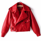 Biker Jacket Women | Cropped Design with Belted Waist | S&W - 3 - Stylewhipped