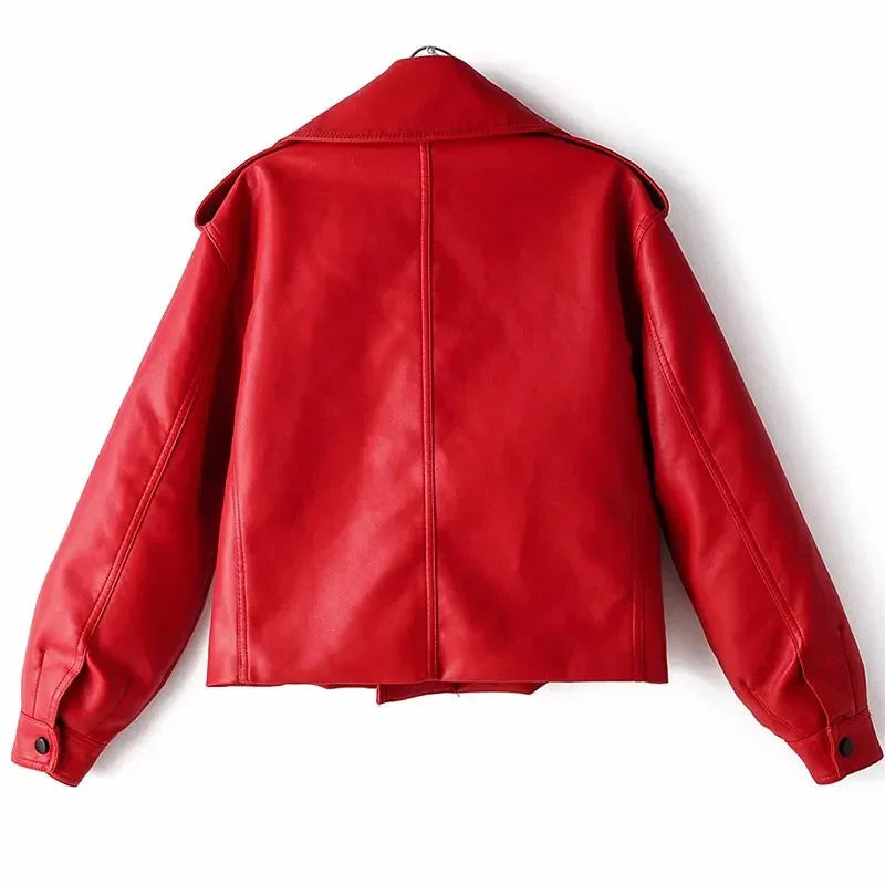 Biker Jacket Women | Cropped Design with Belted Waist | S&W - 4 - Stylewhipped