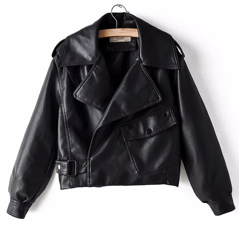 Biker Jacket Women | Cropped Design with Belted Waist | S&W - 7 - Stylewhipped