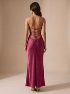 Evening Dress Women Halterneck Design with Tie Back | S&W - 3 - Stylewhipped