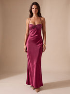 Evening Dress Women Halterneck Design with Tie Back | S&W - 4 - Stylewhipped