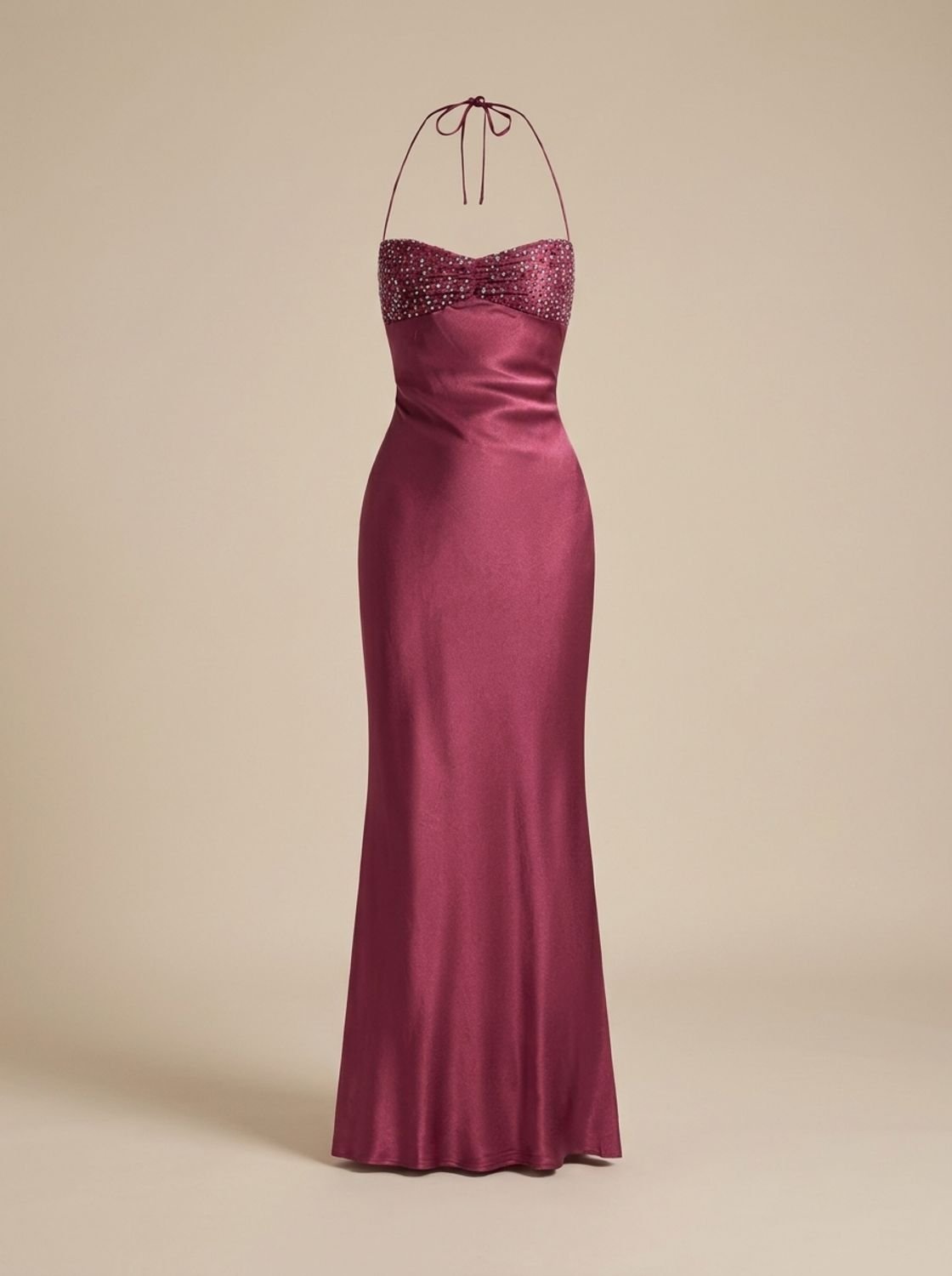 Evening Dress Women Halterneck Design with Tie Back | S&W - 5 - Stylewhipped