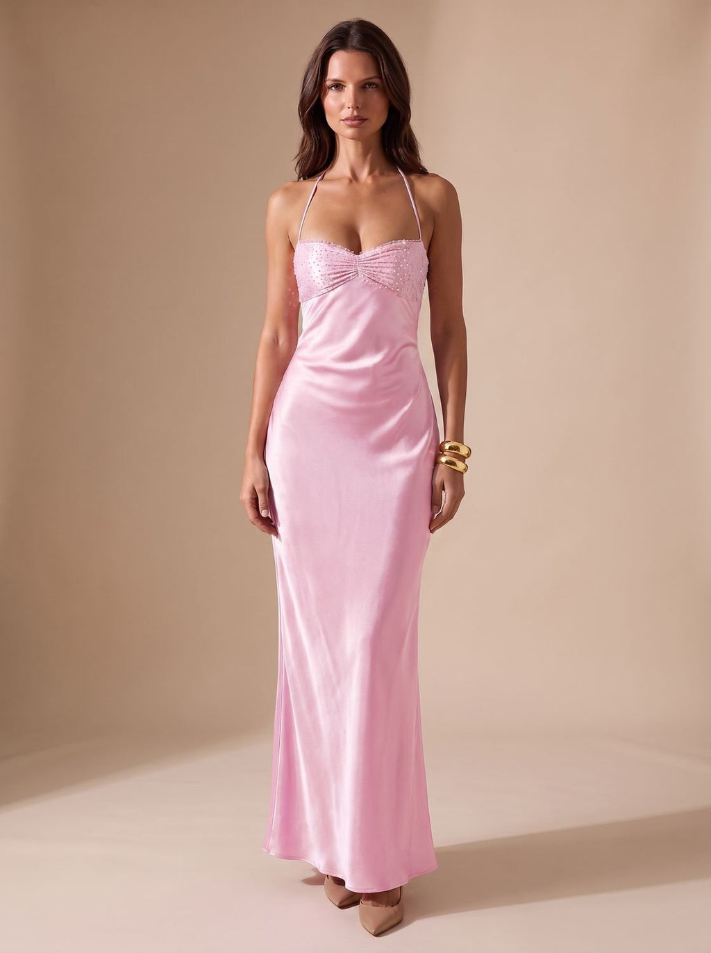Evening Dress Women Halterneck Design with Tie Back | S&W - 8 - Stylewhipped