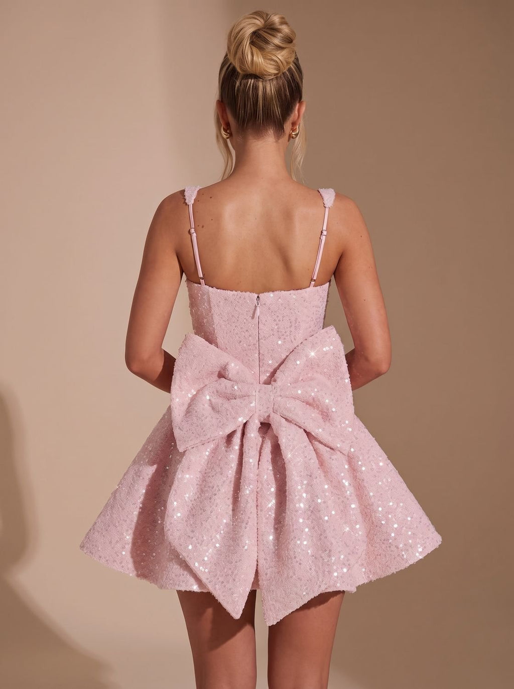 Mini Dress Women's Flared Silhouette with Bow Detail | S&W - 3 - Stylewhipped