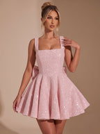 Mini Dress Women's Flared Silhouette with Bow Detail | S&W - 6 - Stylewhipped