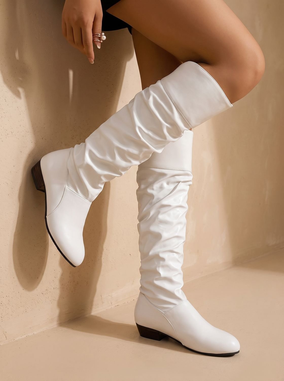 Knee-High Boots Women's Slouchy Style with Low Block Heel | S&W - 9 - Stylewhipped