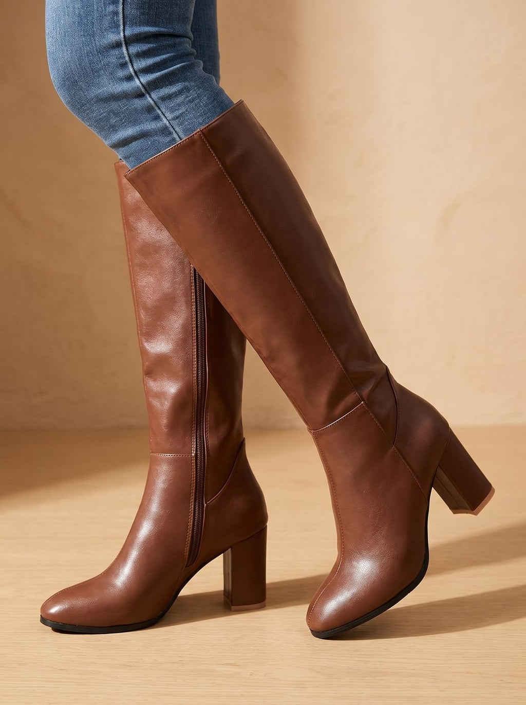 Knee-High Heeled Boots for Women | Chic Block Heel Design | S&W - 5 - Stylewhipped