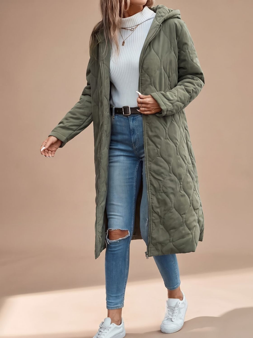 Hooded Coat for Women | Quilted Design with Pockets | S&W - 1 - Stylewhipped