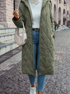 Hooded Coat for Women | Quilted Design with Pockets | S&W - 2 - Stylewhipped