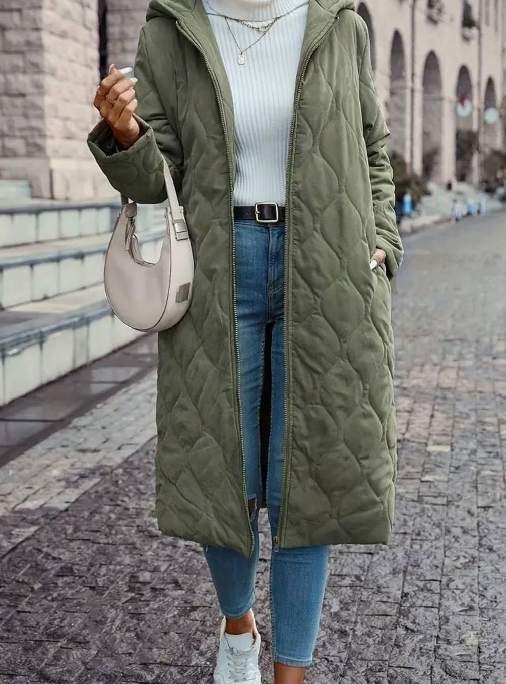Hooded Coat for Women | Quilted Design with Pockets | S&W - 2 - Stylewhipped