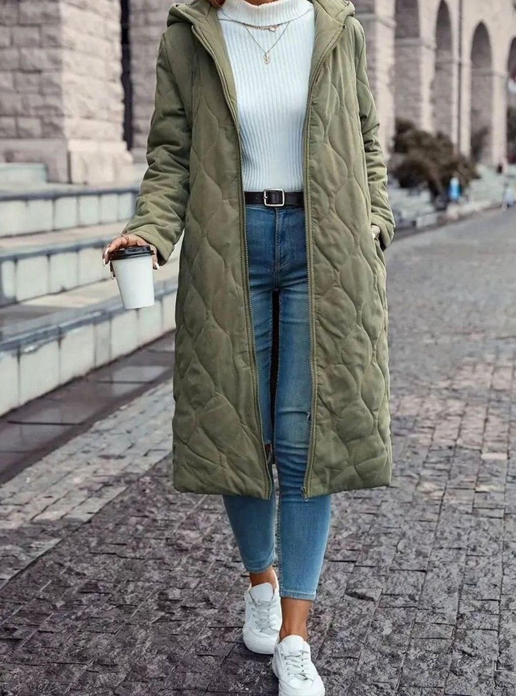 Hooded Coat for Women | Quilted Design with Pockets | S&W - 3 - Stylewhipped