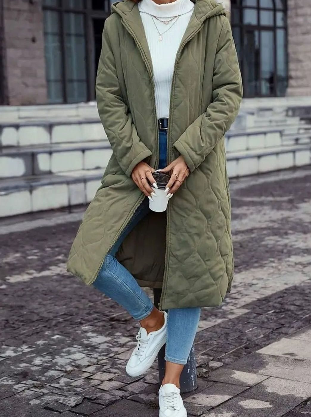 Hooded Coat for Women | Quilted Design with Pockets | S&W - 4 - Stylewhipped