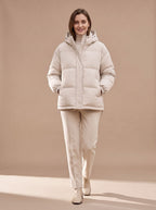 Puffer Jacket Women's Relaxed Fit with Hood | S&W - 3 - Stylewhipped