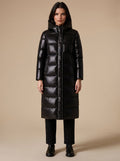Long-Line Women's Puffer Coat with Hood and Flattering Silhouette | S&W - 1 - Stylewhipped