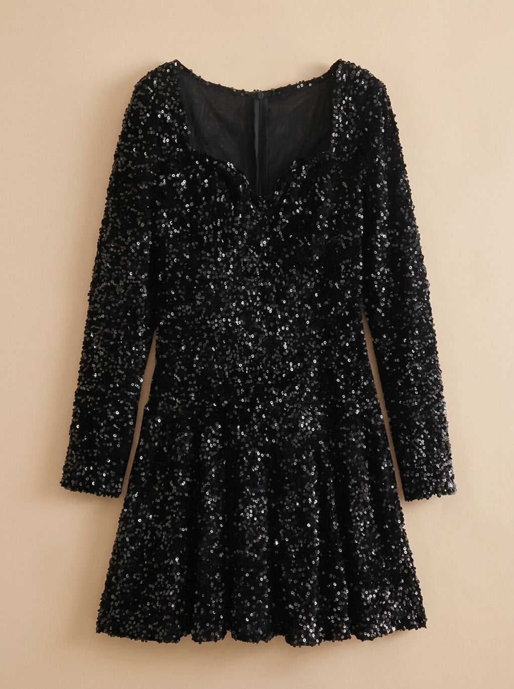 Mini Dress Women's Square Neck with Long Sleeves & Flared Skirt | S&W - 5 - Stylewhipped