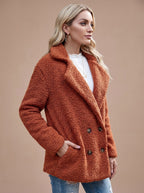 Double-Breasted Women's Jacket with Notched Collar and Relaxed Fit - 5 - Stylewhipped