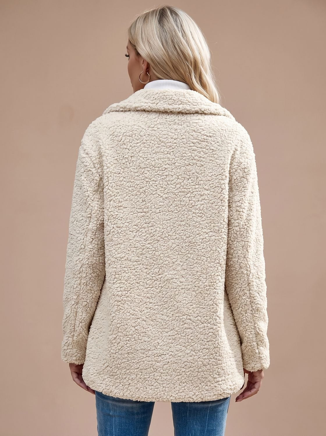 Double-Breasted Women's Jacket with Notched Collar and Relaxed Fit - 6 - Stylewhipped