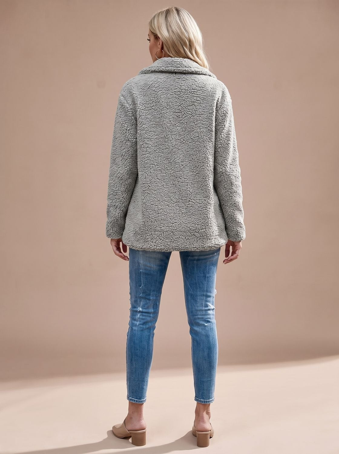 Double-Breasted Women's Jacket with Notched Collar and Relaxed Fit - 7 - Stylewhipped