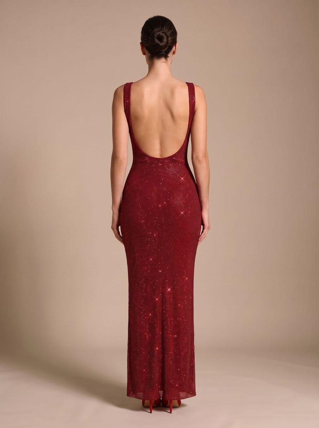 Evening Dress Women's Fitted Maxi with Square Neckline and Open Back - 3 - Stylewhipped