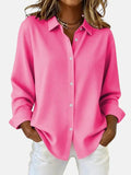 Women's Blouse in Pink, Red and Orange – Relaxed Fit with Classic Collar - 1 - Stylewhipped