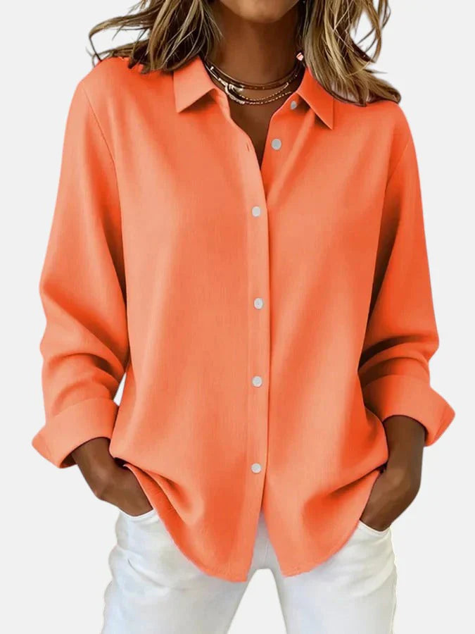 Women's Blouse in Pink, Red and Orange – Relaxed Fit with Classic Collar - 3 - Stylewhipped