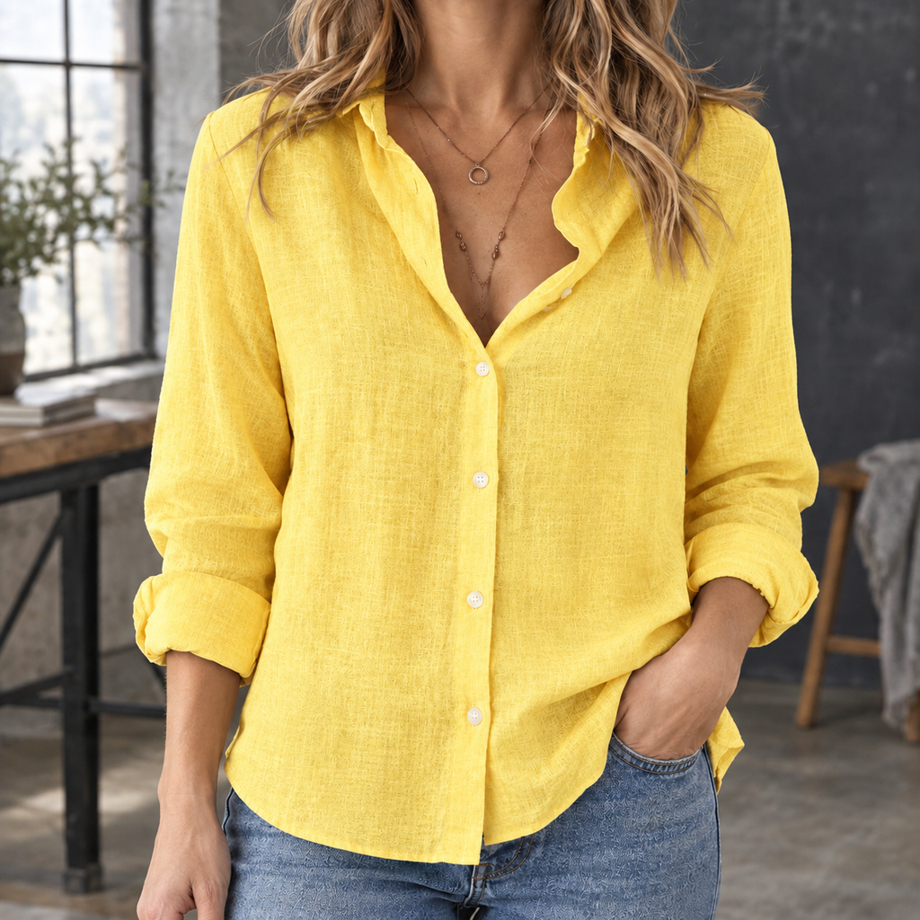 Button-Up Blouse Women's Relaxed Fit with Collared Neckline - 5 - Stylewhipped