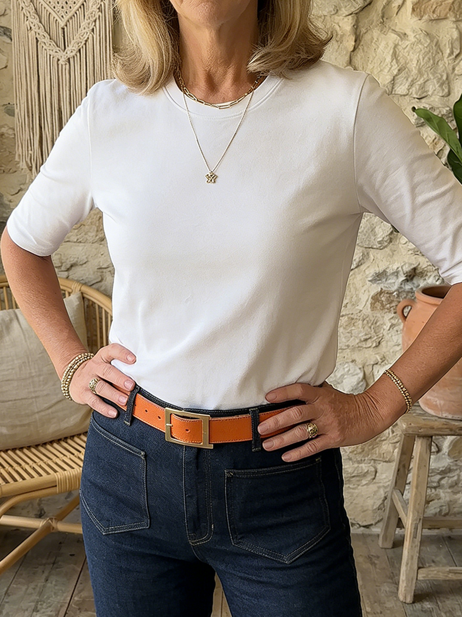 T-Shirt Women's Relaxed Fit Half Sleeve with Classic Round Neck - 4 - Stylewhipped