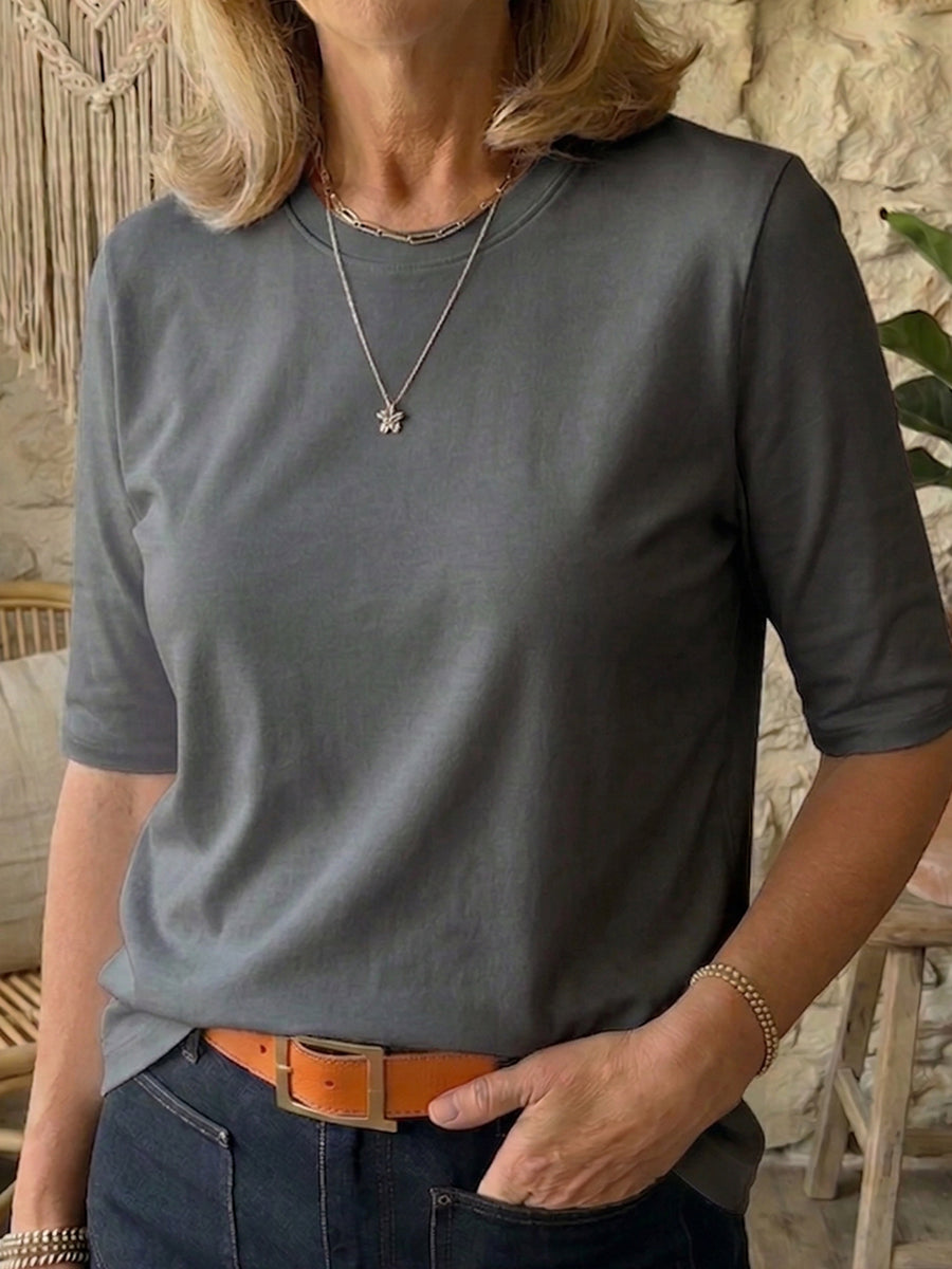 T-Shirt Women's Relaxed Fit Half Sleeve with Classic Round Neck - 7 - Stylewhipped