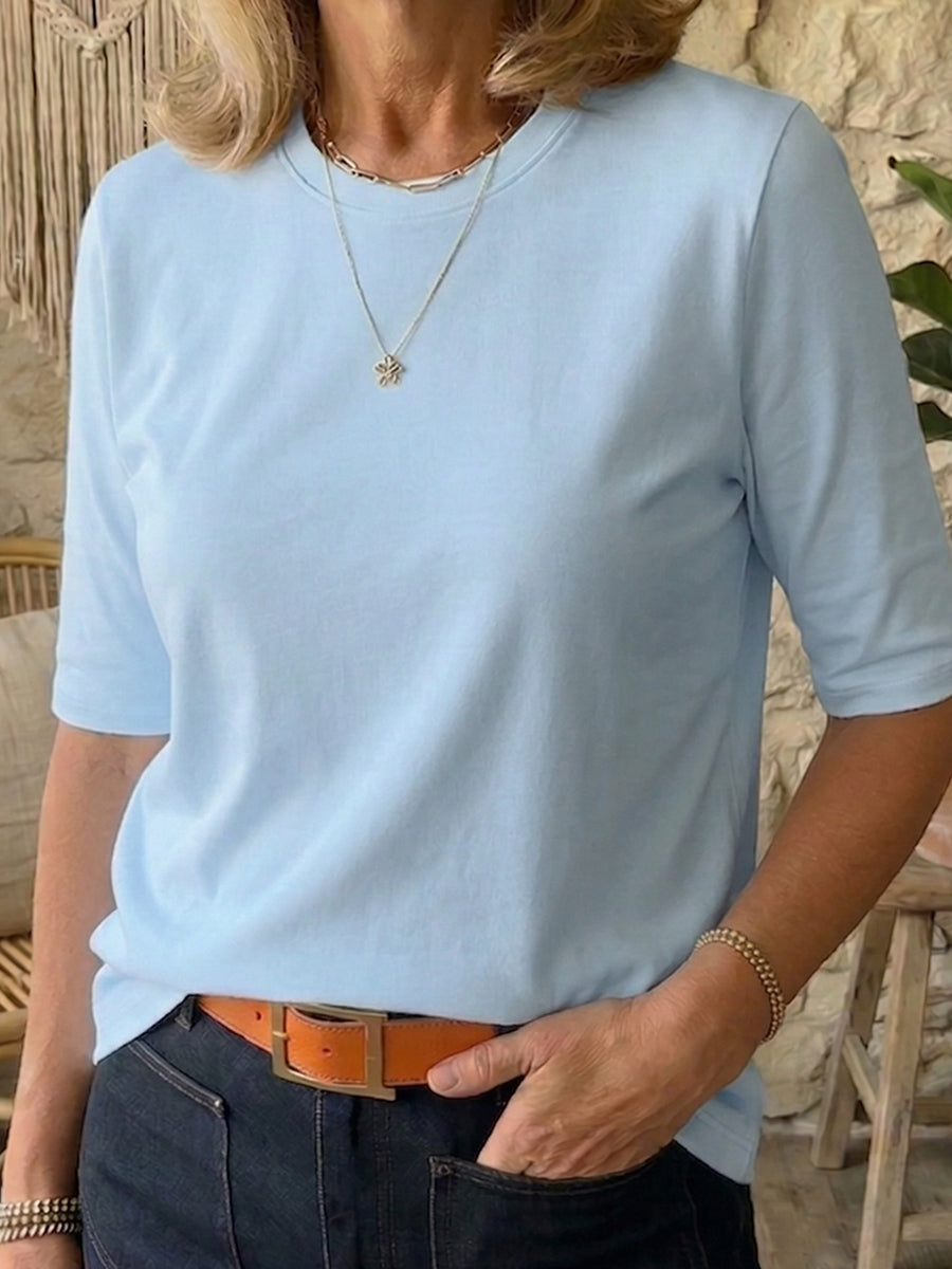 T-Shirt Women's Relaxed Fit Half Sleeve with Classic Round Neck - 8 - Stylewhipped