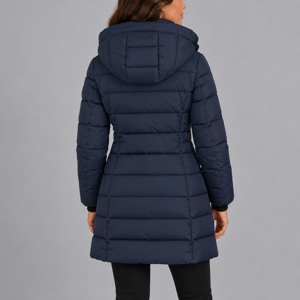 Puffer Coat Women's Long Hooded Zip Up with Pockets - 3 - Stylewhipped