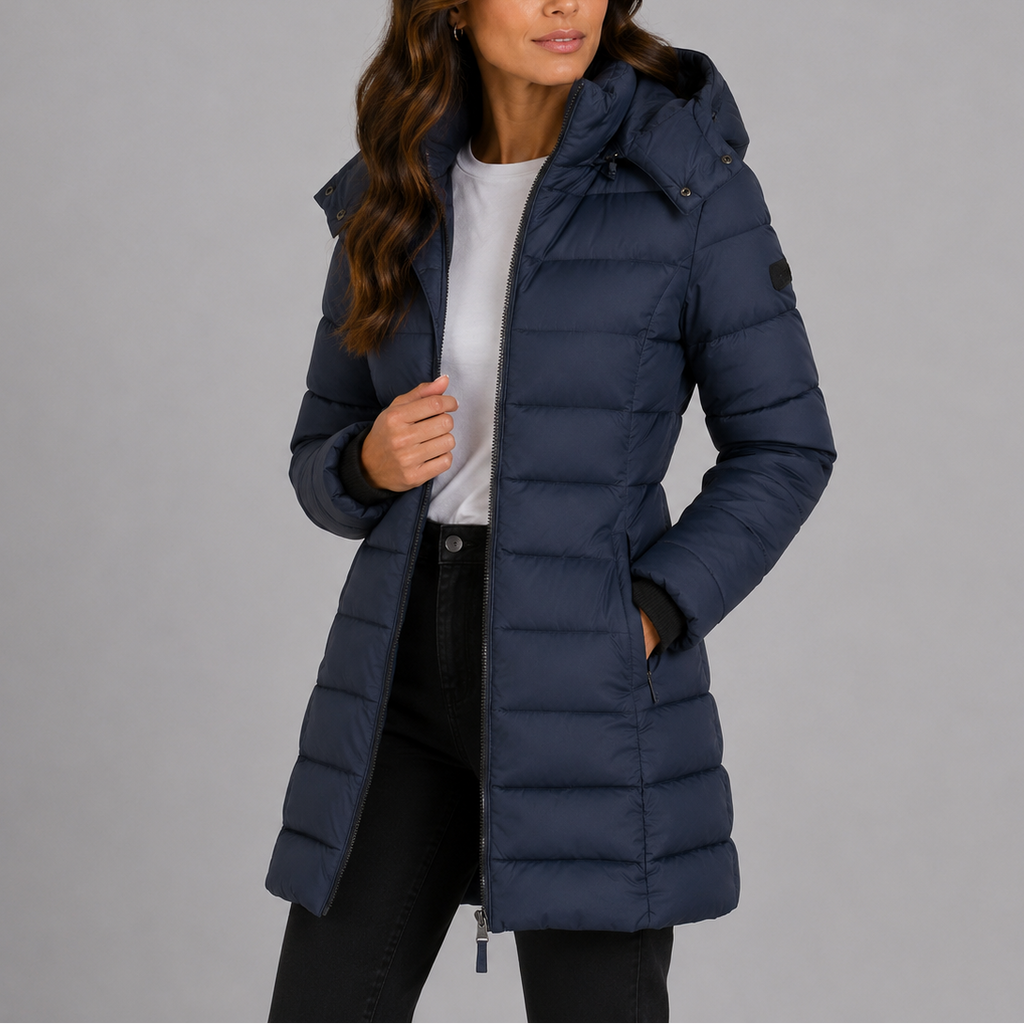 Puffer Coat Women's Long Hooded Zip Up with Pockets - 4 - Stylewhipped