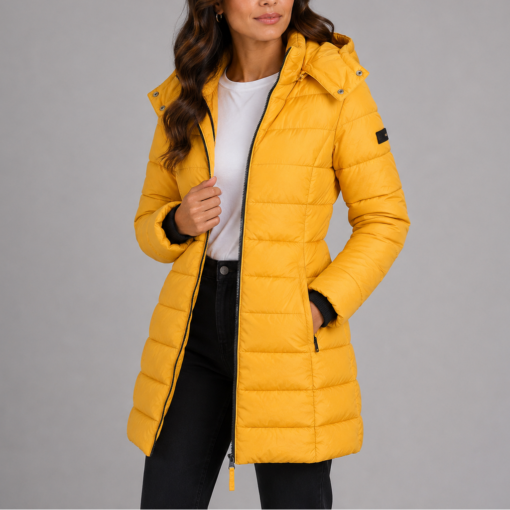 Puffer Coat Women's Long Hooded Zip Up with Pockets - 5 - Stylewhipped