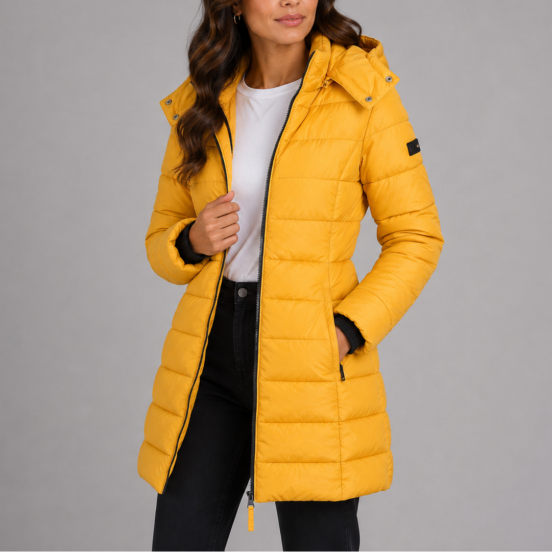 Puffer Coat Women's Long Hooded Zip Up with Pockets - 5 - Stylewhipped