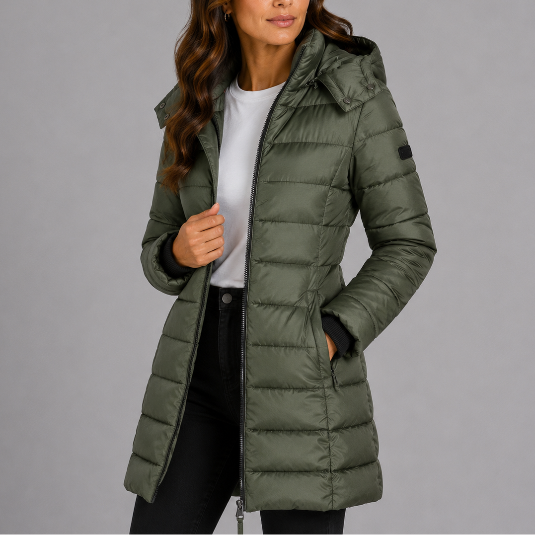 Puffer Coat Women's Long Hooded Zip Up with Pockets - 7 - Stylewhipped