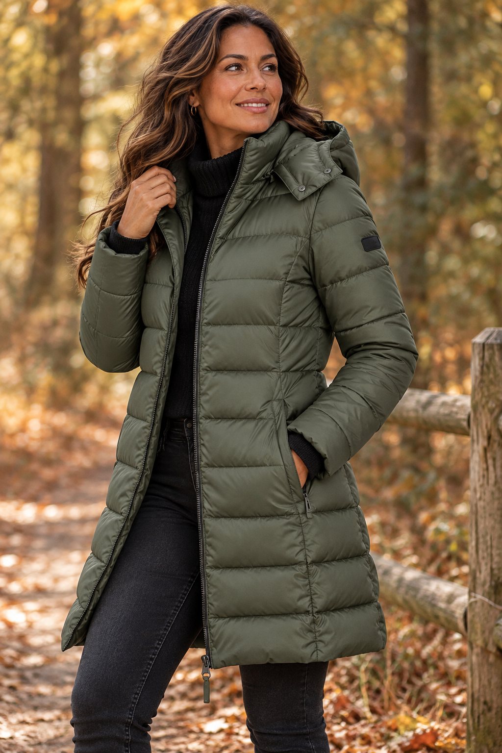 Puffer Coat Women's Long Hooded Zip Up with Pockets - 8 - Stylewhipped