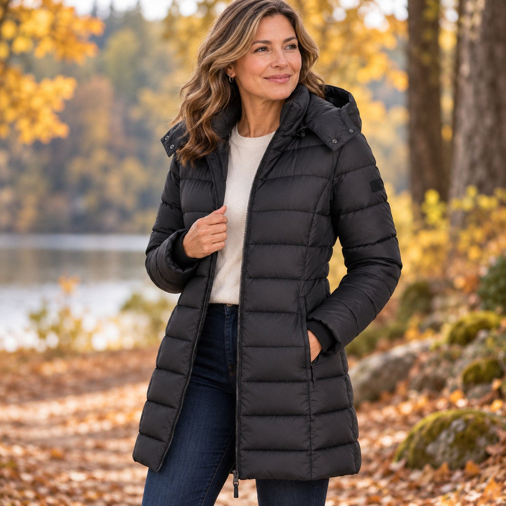Puffer Coat Women's Long Hooded Zip Up with Pockets - 13 - Stylewhipped