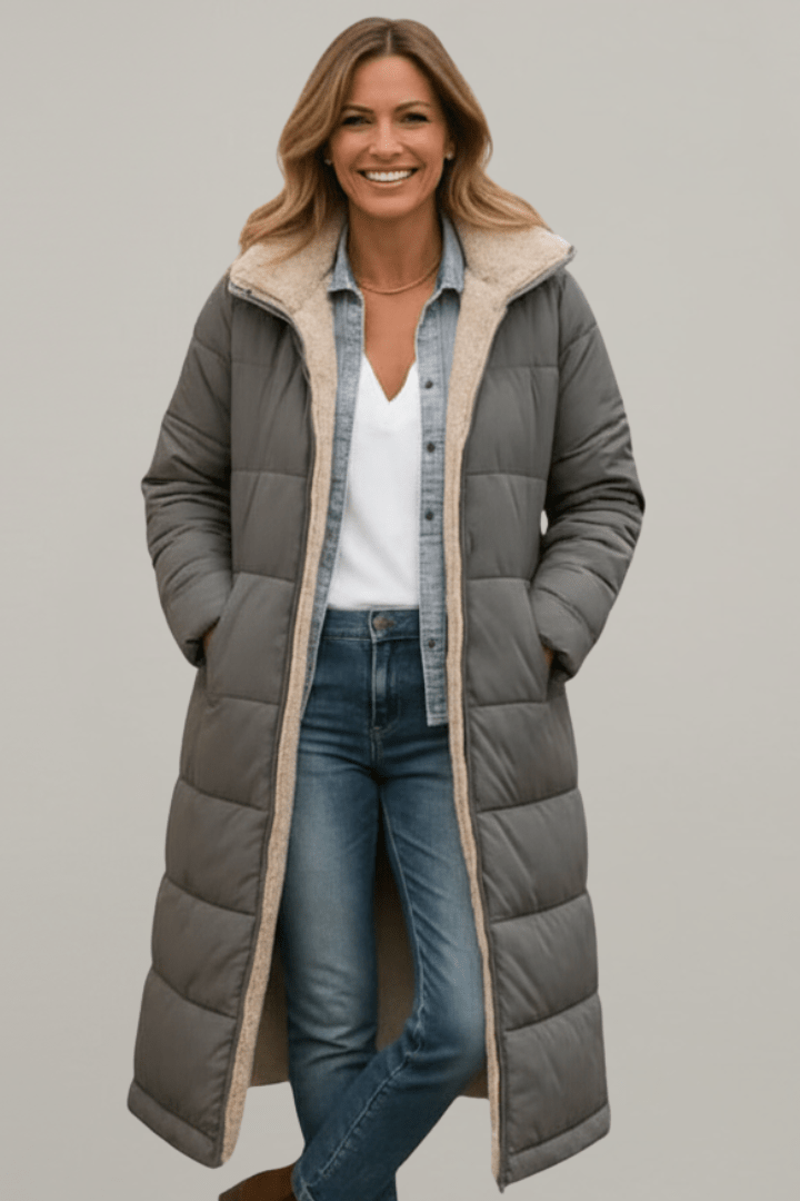 Long Black Coat Women's Padded Design with Hood for Warmth - 6 - Stylewhipped