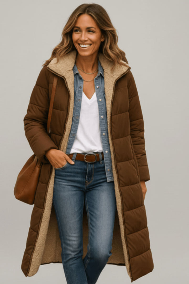 Long Black Coat Women's Padded Design with Hood for Warmth - 9 - Stylewhipped